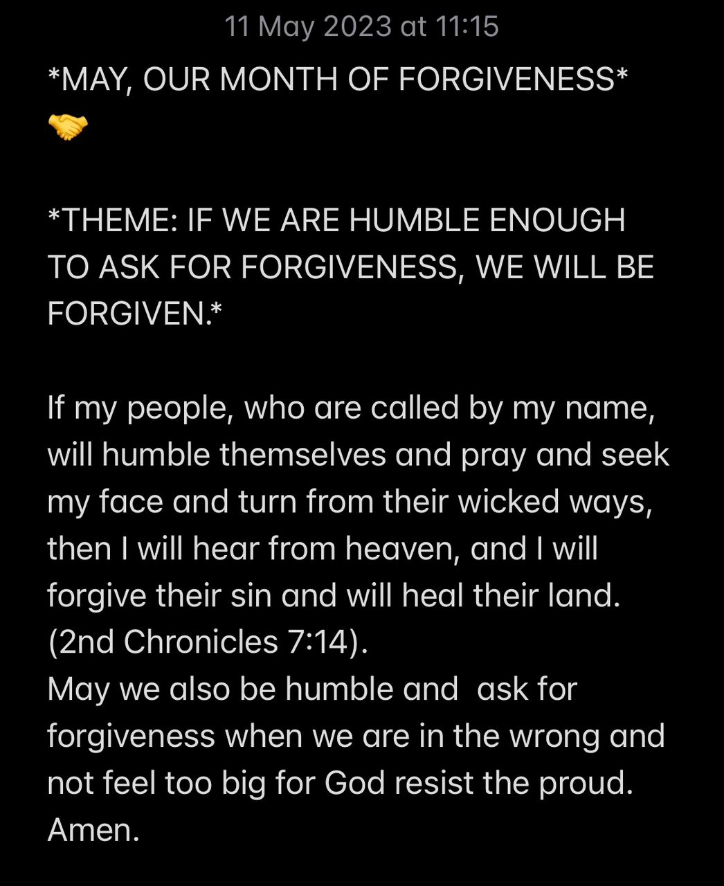 BE HUMBLE TO SEEK FORGIVENESS.