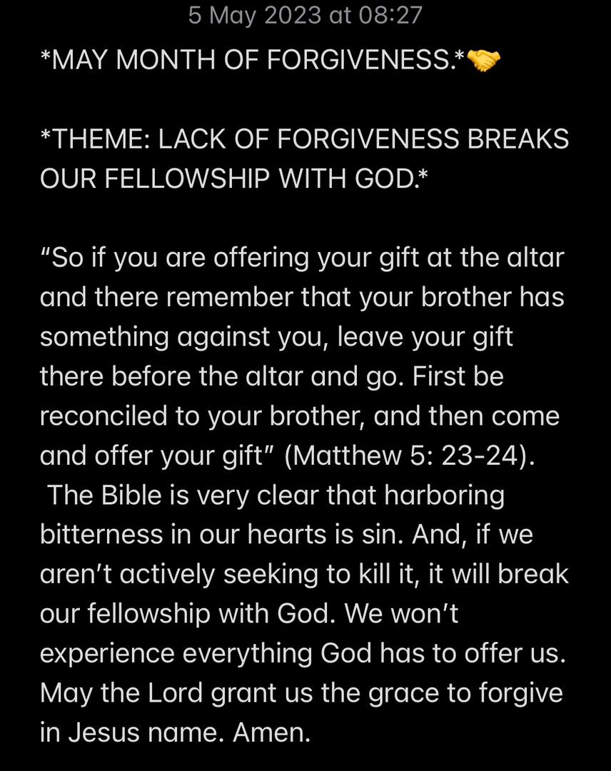 UNFORGIVENESS SEPARATES US FROM GOD.
