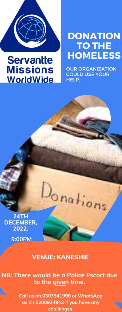 DONATION TO THE HOMELESS
