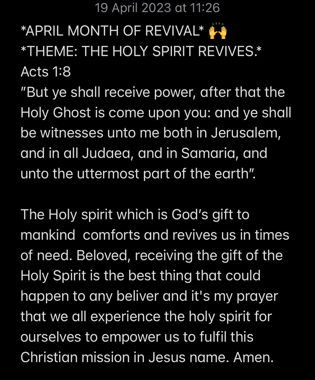 The Holy Spirit Revives.