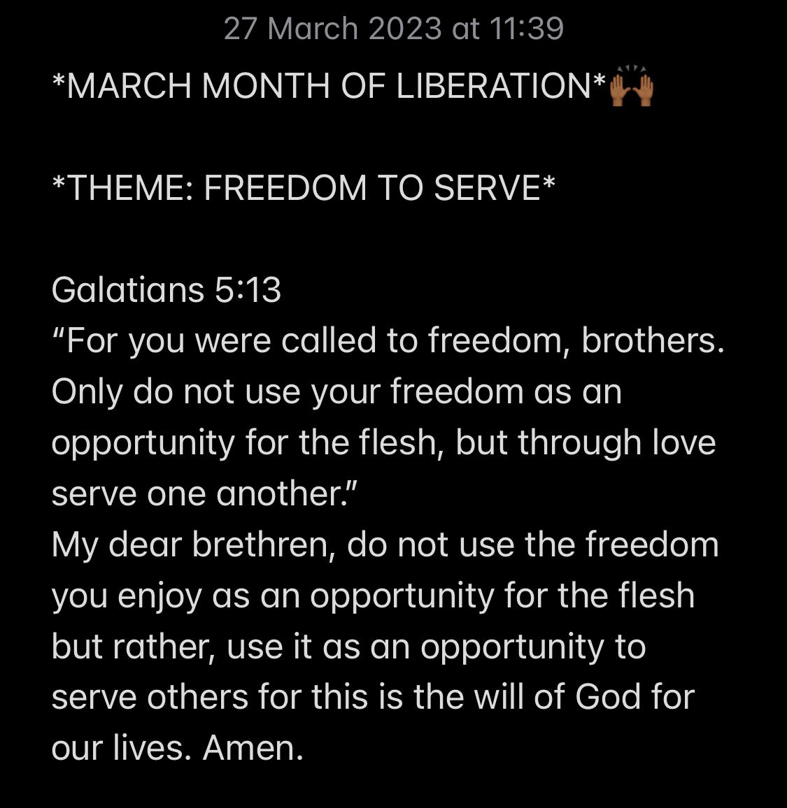LIBERATED TO SERVE.