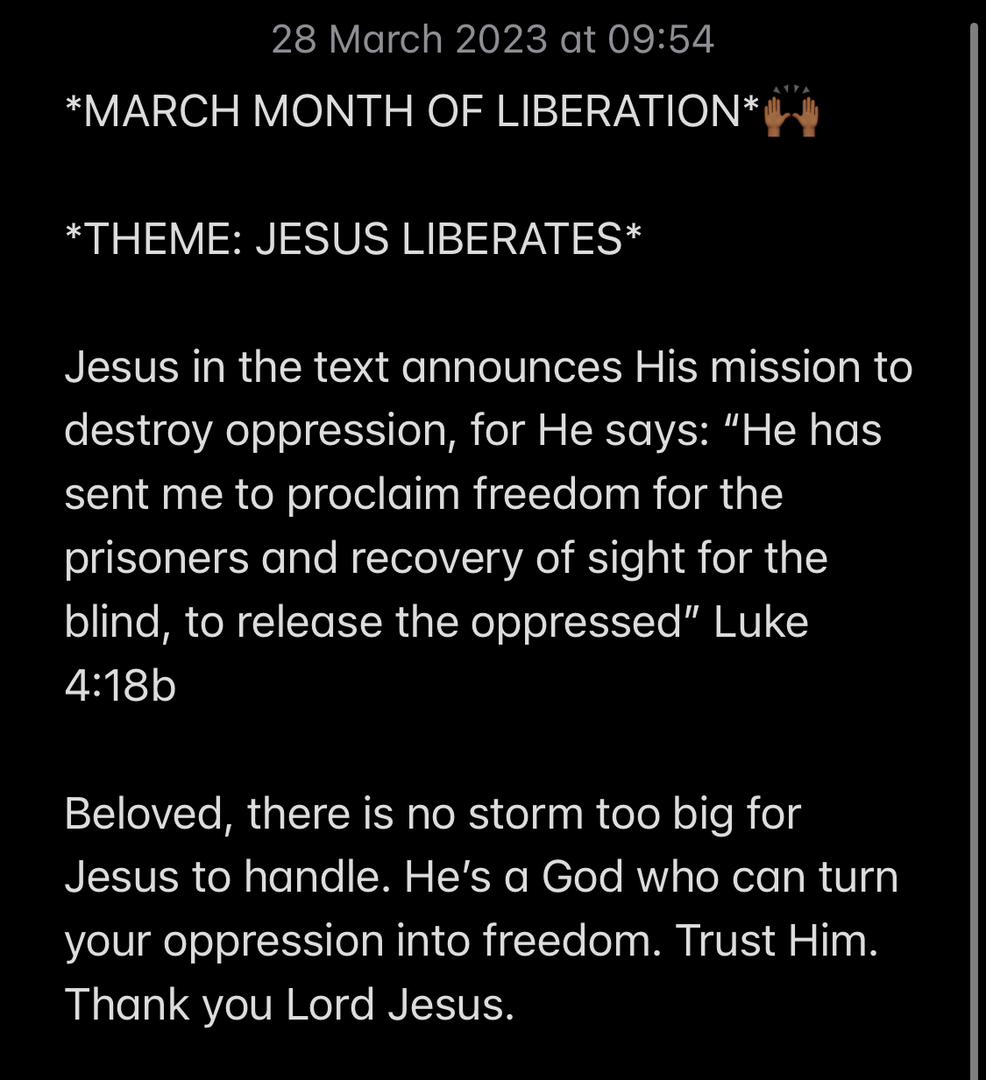JESUS LIBERATES.