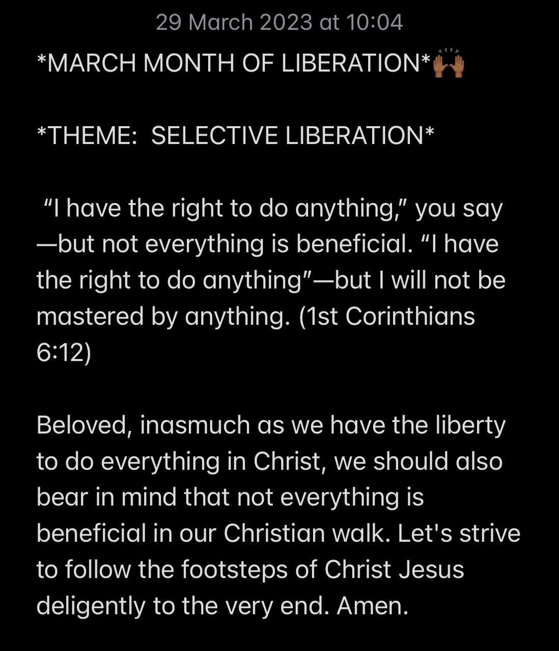 SELECTIVE LIBERATION