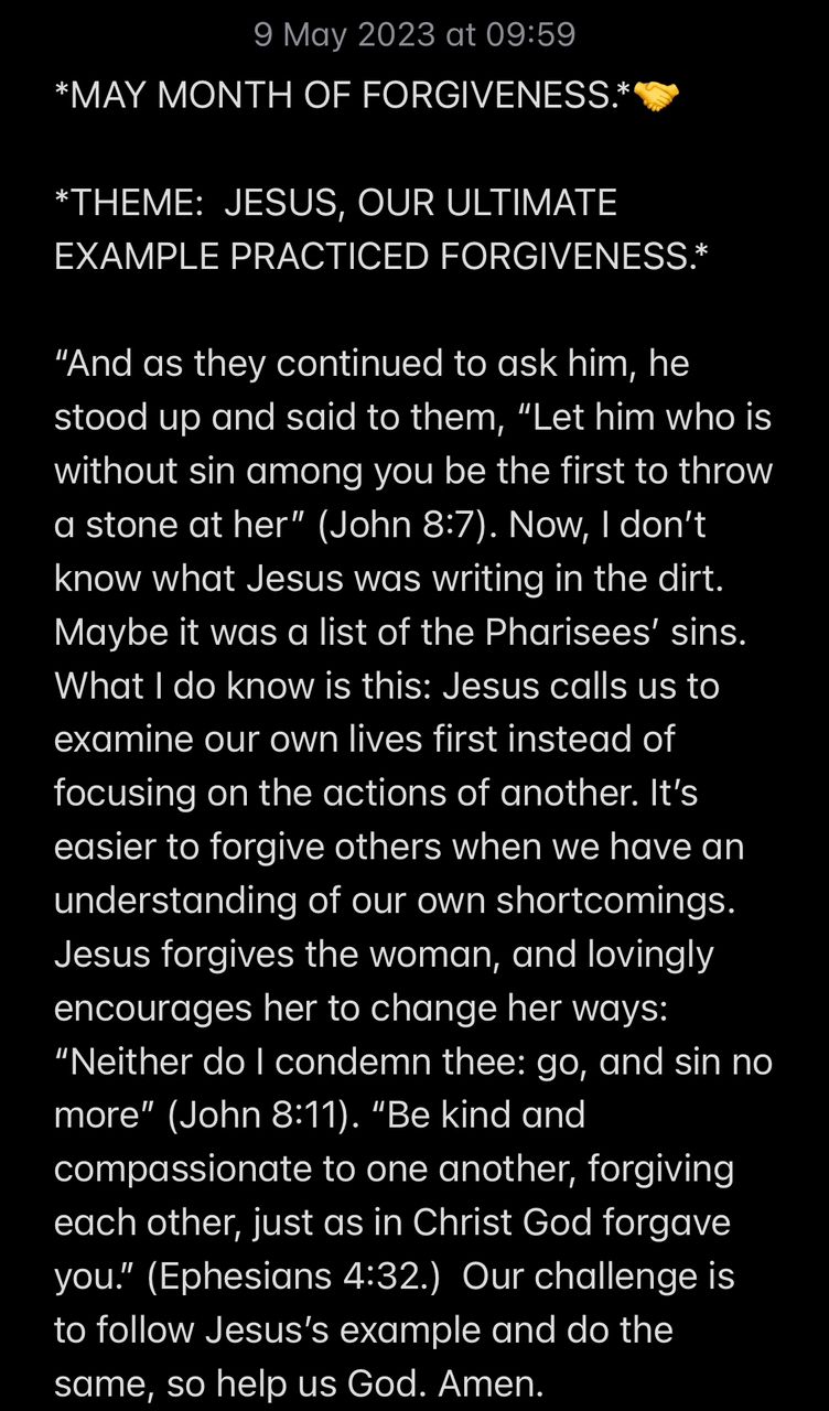 FOLLOW JESUS EXAMPLE OF FORGIVENESS