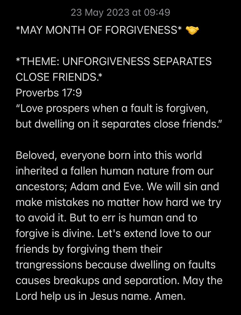 UNFORGIVENESS SEPARATES CLOSE FRIENDS.