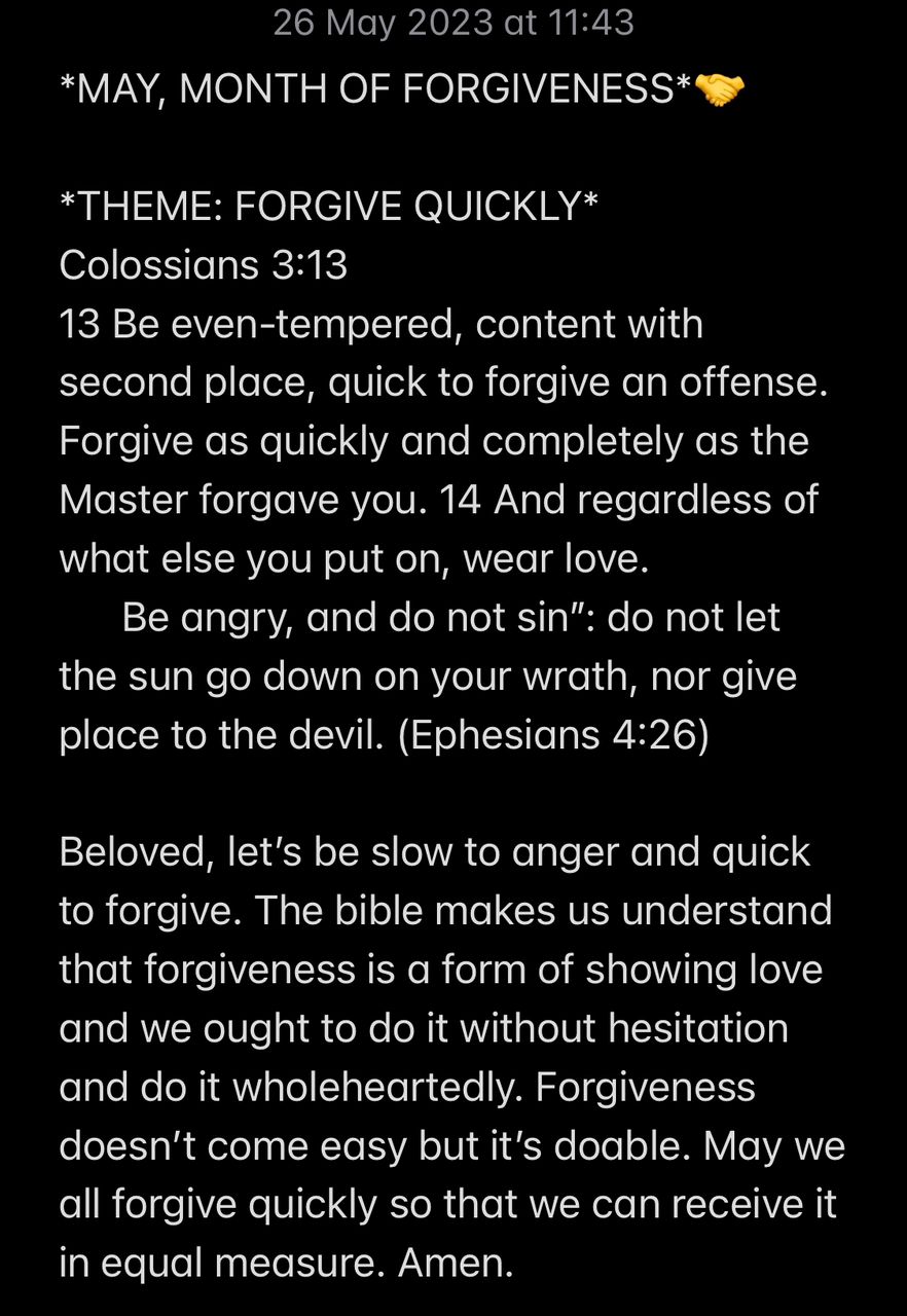 FORGIVE QUICKLY