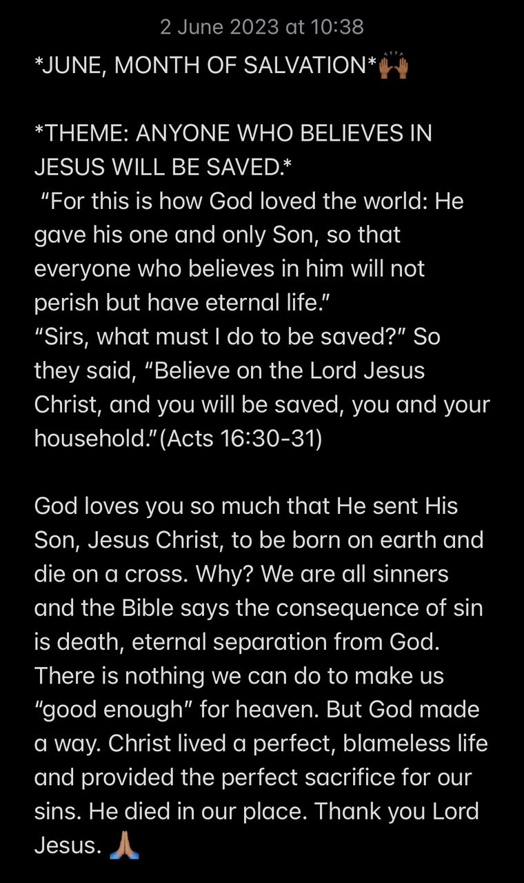 ANYONE WHO BELIEVES IN JESUS WILL BE SAVED.