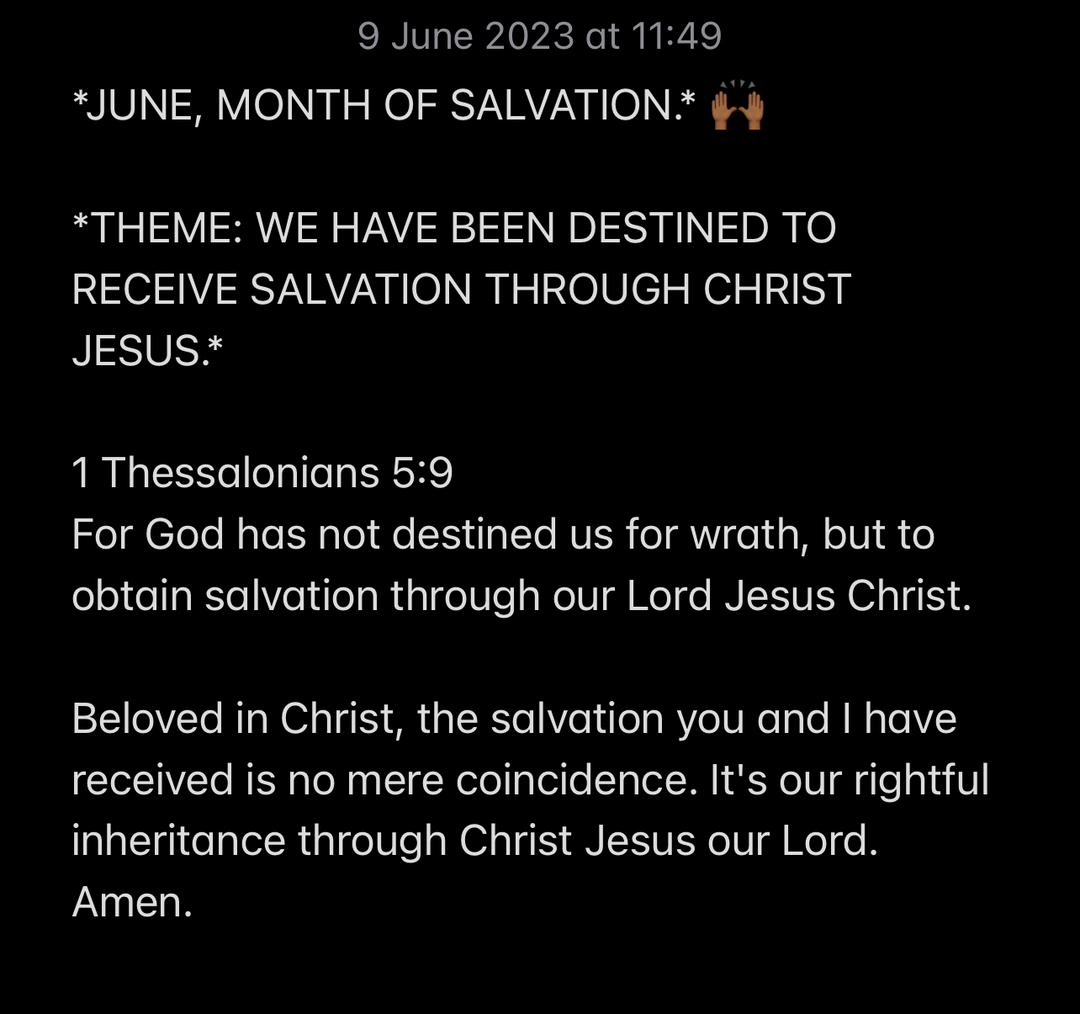 DESTINED FOR SALVATION THROUGH CHRIST.
