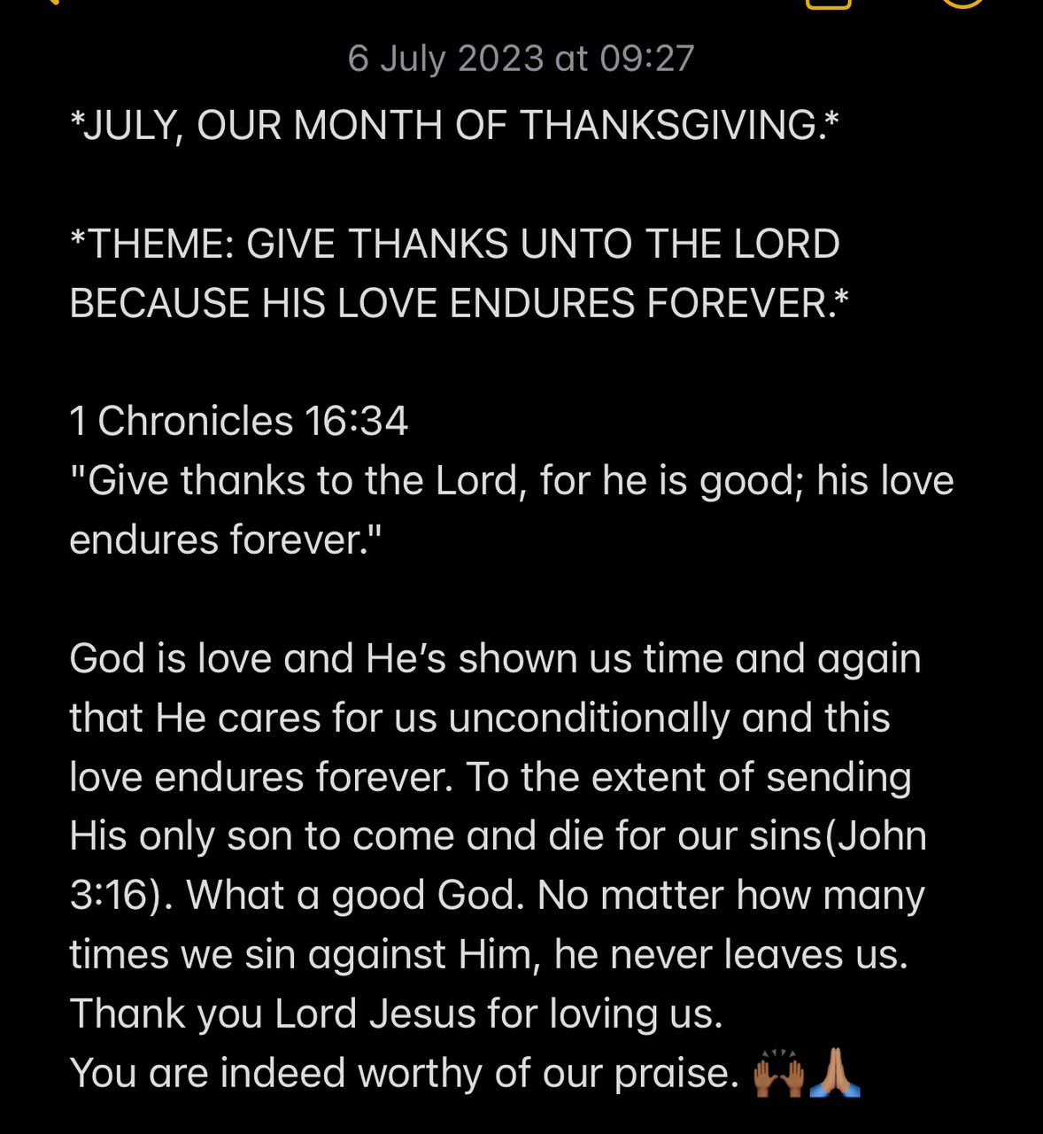 GIVE THANKS UNTO THE LORD BECAUSE HIS LOVE ENDURES FOREVER.
