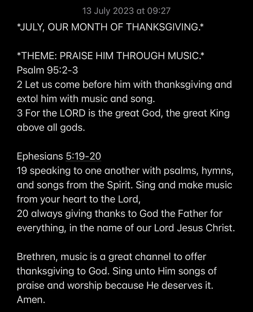 PRAISE HIM THROUGH MUSIC