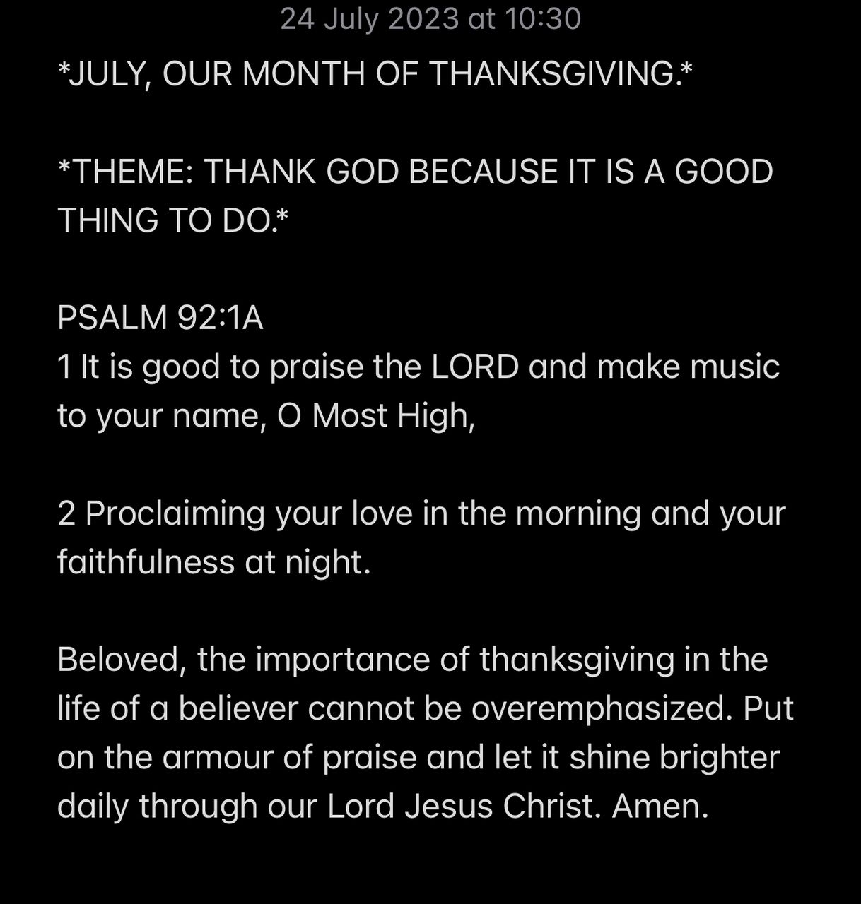 THANK GOD BECAUSE IT IS A GOOD THING TO DO.