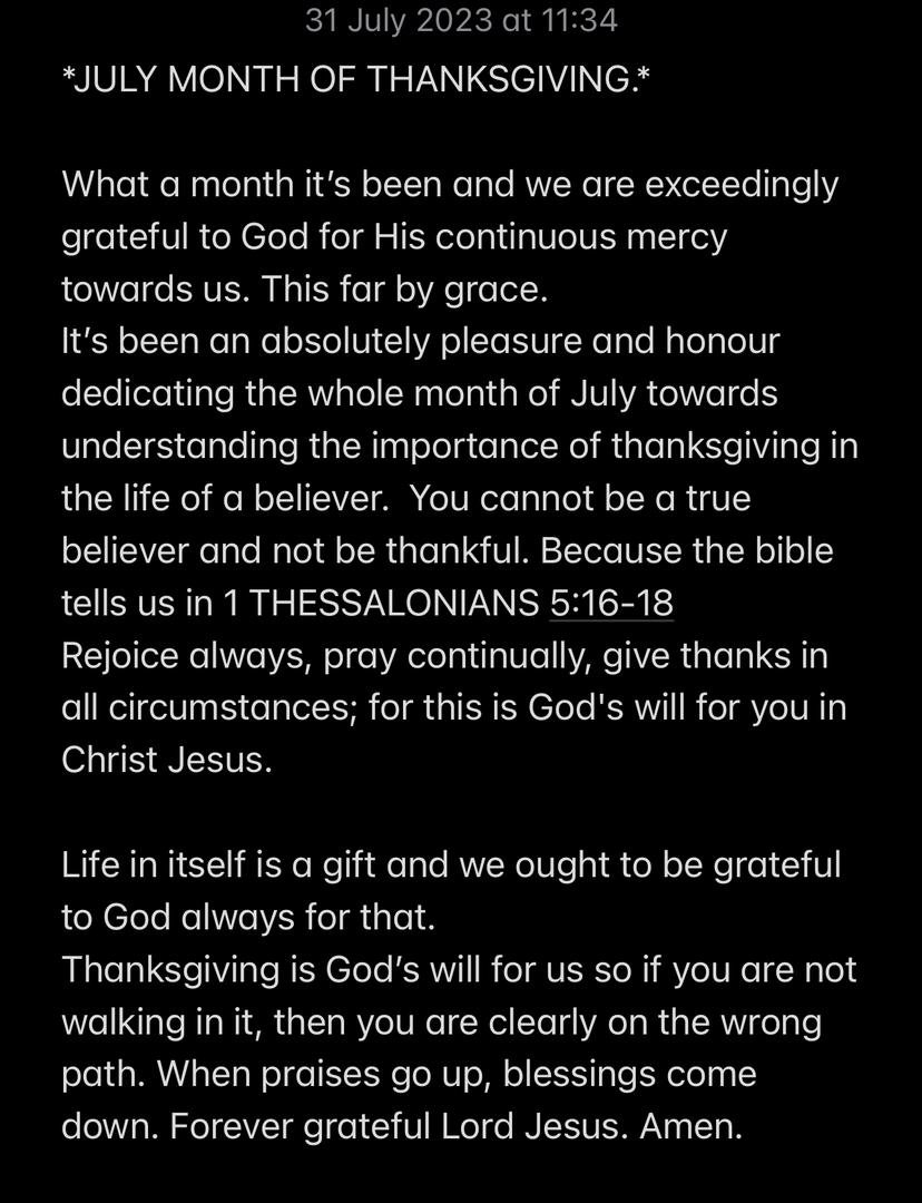 THANK YOU LORD JESUS FOR JULY.