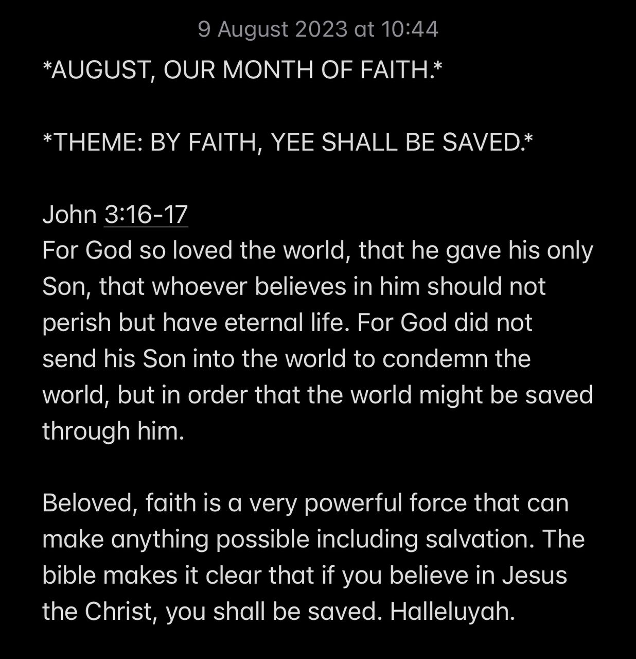 BY FAITH, YEE SHALL BE SAVED
